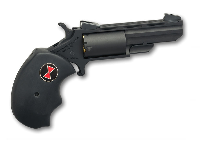 North American Arms BWMCRK Black Widow 22 WMR 5 Shot 2" Matte Black Heavy Vent Rib Barrel, Matte Black Cerakote Stainless Steel Frame, Black Cylinder, Black Finger Grooved Rubber Grip, Exposed Hammer