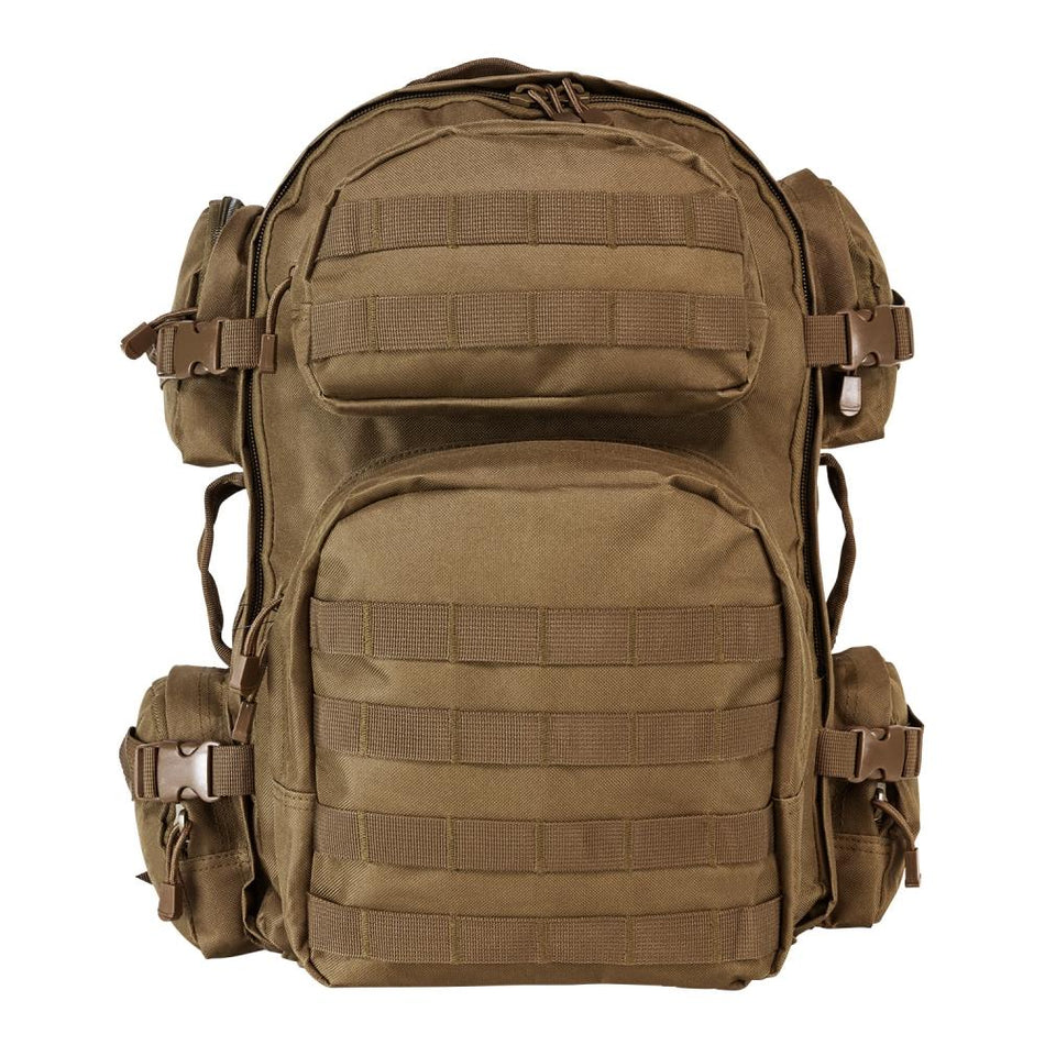 NcStar VISM Tactical Day Pack Tan with MOLLE Webbing and Hydration Bladder Port