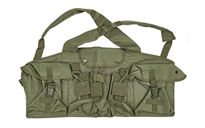 NcSTAR AK Magazine Chest Rig, Green, Triple Double-Mag Pouches, Utility Pouches, MOLLE Webbing CVAKCR2921G