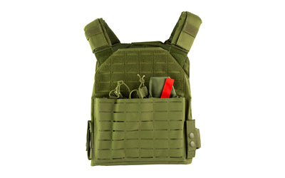 NcSTAR MOLLE Laser Cut Plate Carrier, Green, Medium to 2XL, Padded Straps, Fits 10x12 Plates CVLCPC3050G