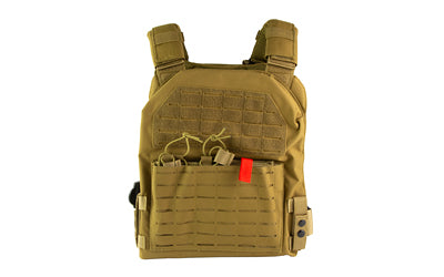 NcSTAR MOLLE Laser Cut 2XL Plate Carrier, Tan, Padded Straps, Drag Handle, Fits 11x14 Hard Plates CVLCPCL3051T