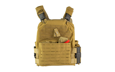 NcStar 2XL Tan Quick Release Laser Cut Plate Carrier with MOLLE Kangaroo Pouch Side Plate Panel Pockets Adjustable Cummerbund Fits 11x14" Hard Plates