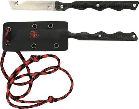 Templar Neck Knife 2.46" D2 Silver Tanto with Black and Red Powder Finish