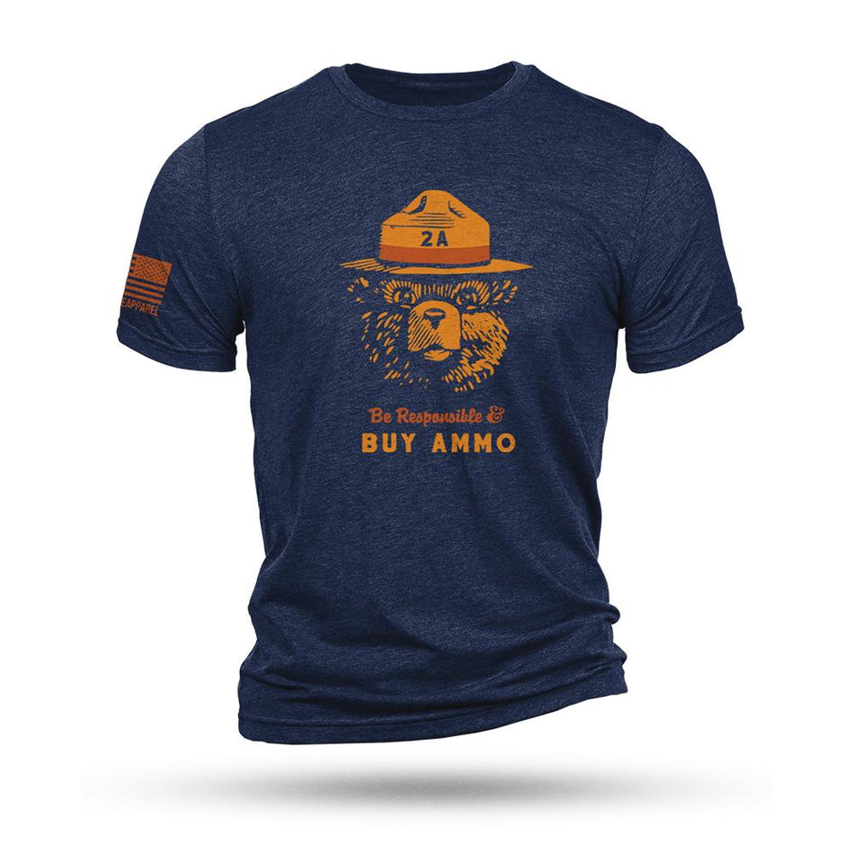 Nine Line 2A Bear Navy Tri-Blend T-Shirt Size XL