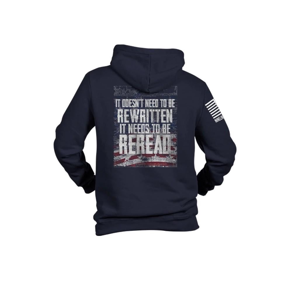 Nine Line Reread Not Rewritten Navy Pullover Hoodie Small