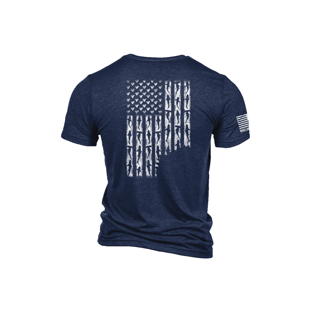 Nine Line Apparel Shark Flag Short Sleeve T-Shirt Navy 2XL