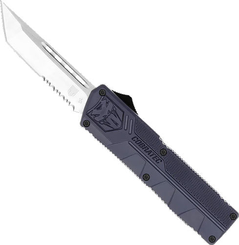 CobraTec OTF Lightweight NYPD Blue Handle 3.25" Tanto Serrated Knife