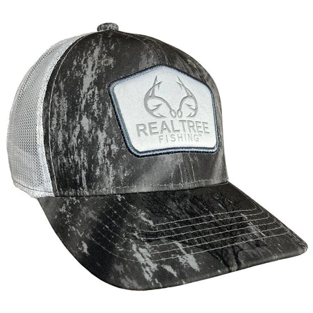 Outdoor Cap Grey/White Realtree Fishing Mesh Back Cap Woven Realtree Label