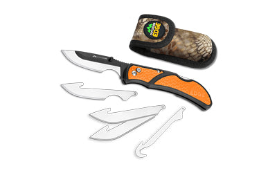 Outdoor Edge RazorCape Interchangeable Blade Folding Knife, Black Oxide, Orange Handle RCB30-10C