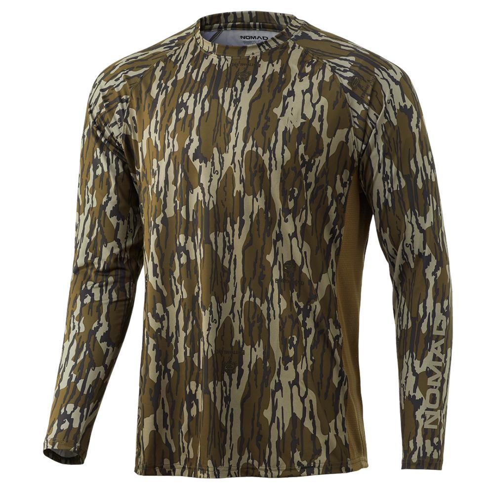 Nomad Pursuit Long Sleeve Anti-Microbial Camo Shirt Mossy Oak Bottomland M