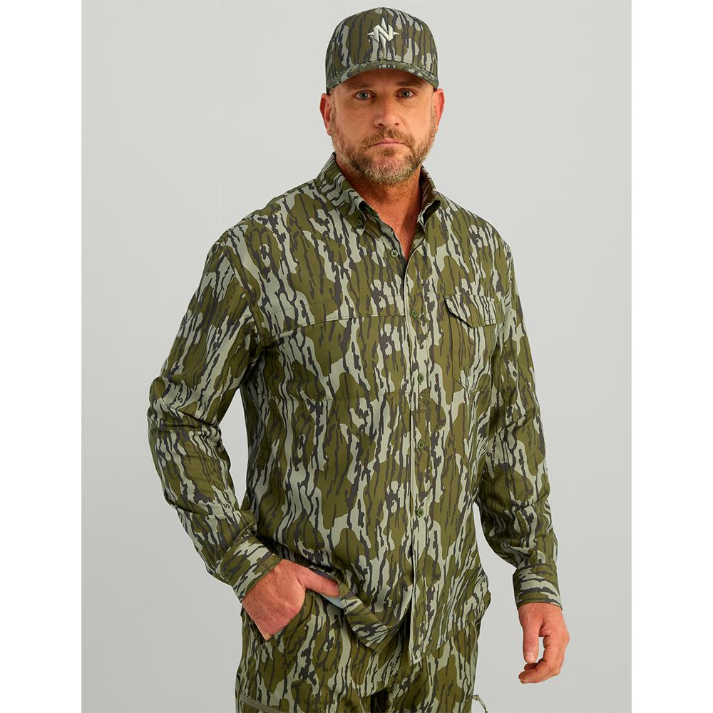 Nomad Ambush UPF 30+ Camo Long Sleeve Shirt Mossy Oak Bottomland M