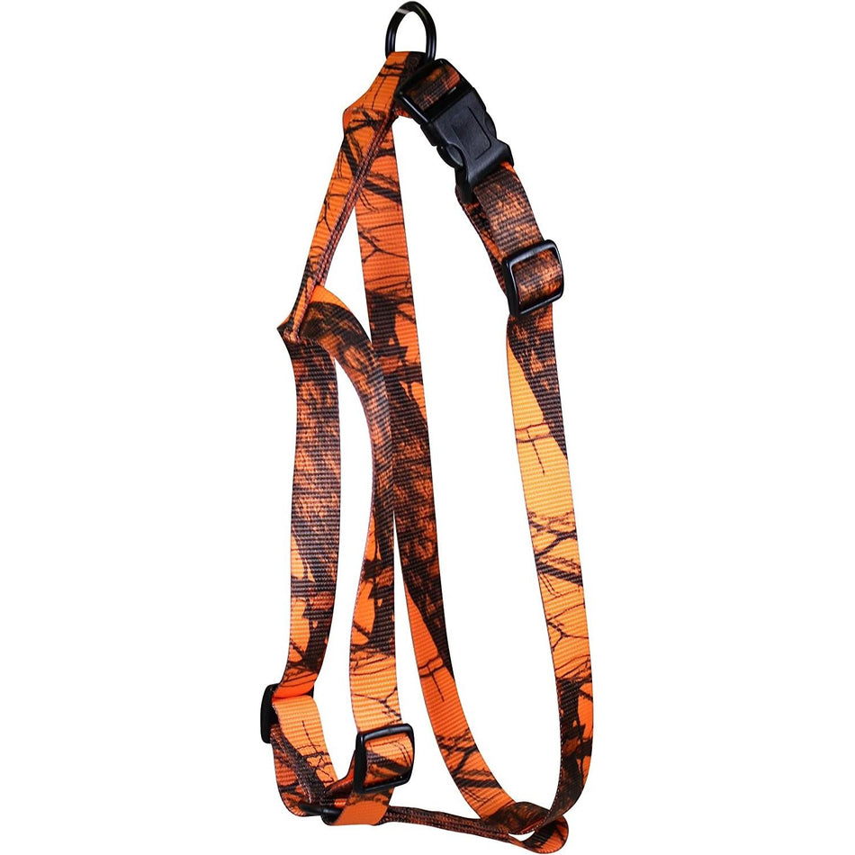 Omnipet Kwik Klip Camo Dog Harness Large Adjustable 3/4" Mossy Oak Blaze Orange