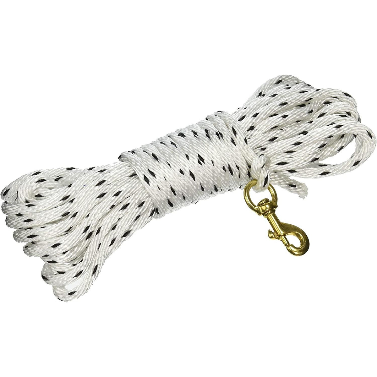Omnipet Dog Training Check Cord 40ft Solid Brass Snap White Rope