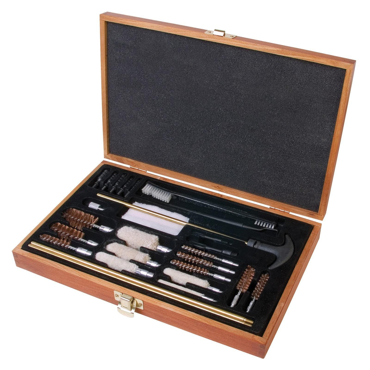 Outers Wood Box 28 Piece Universal Brass Gun Cleaning Kit