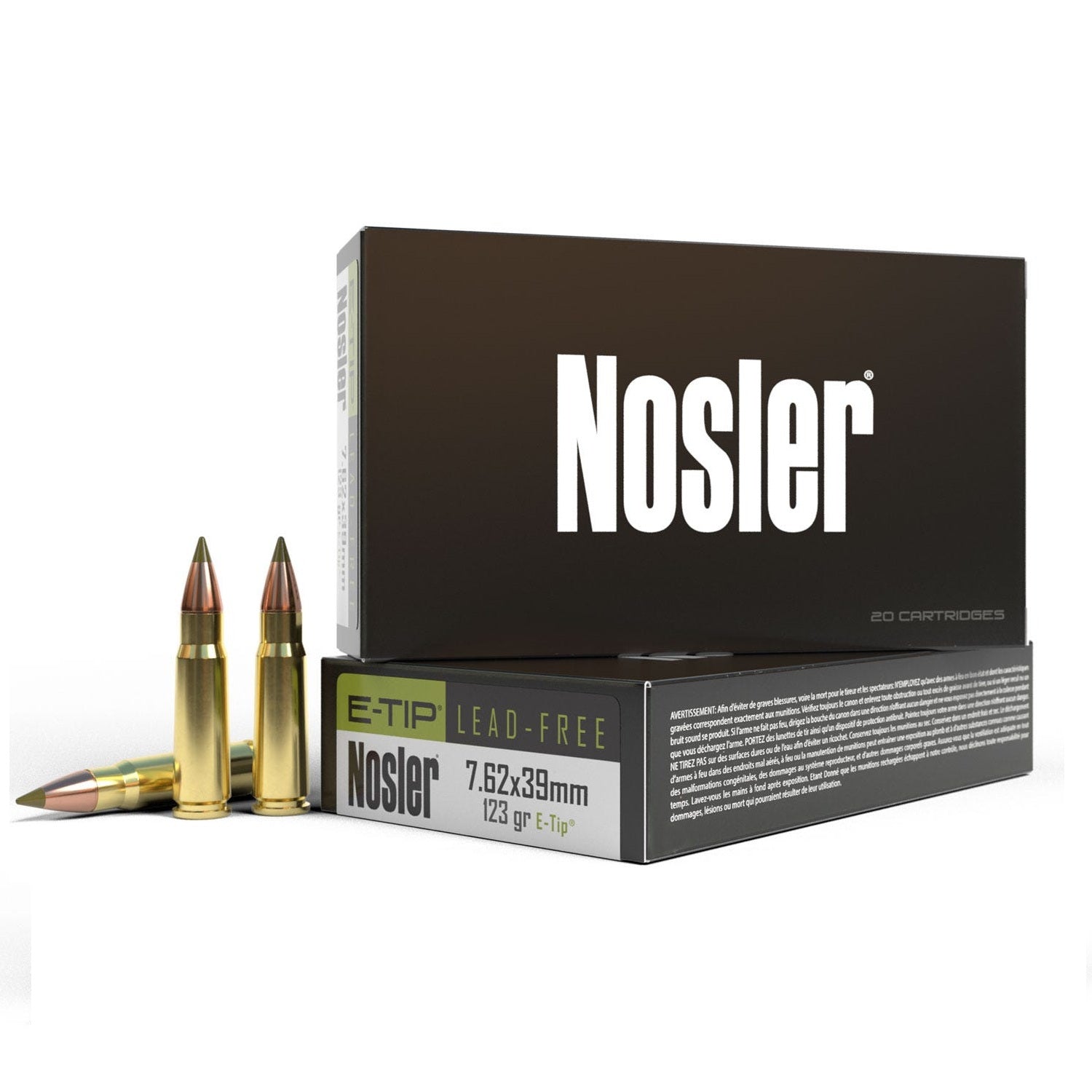 Nosler Expansion Tip 7.62x39mm 123 grain E-Tip Boat Tail ammunition