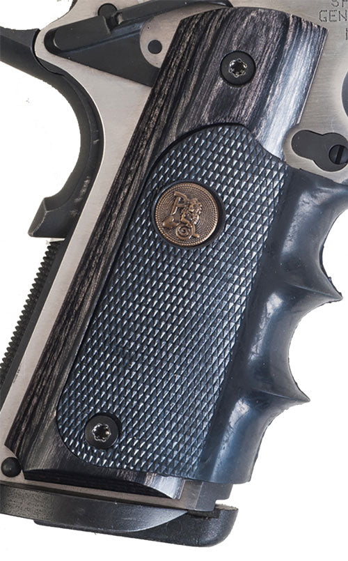 Pachmayr Laminated Wood 1911 Grips Charcoal Silverstone with Finger Grooves