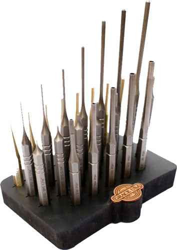 Grace USA 27 Piece Roll Pin Spring Punch Set Steel Brass and Bench Block