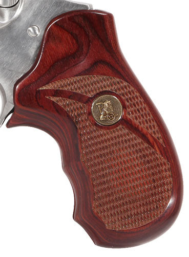 Pachmayr Ruger SP101 Wood Laminate Grips Polished Rosewood Checkered