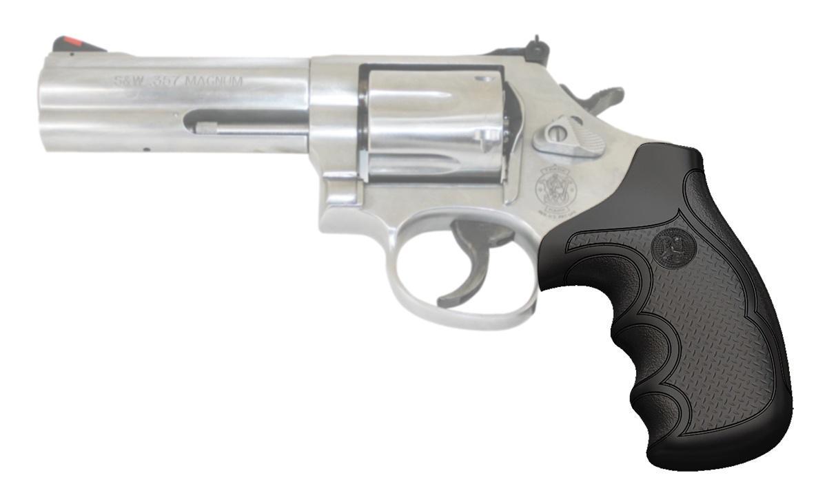 Pachmayr Diamond Pro Series S&W K&L Roundbutt Rubber Revolver Grip Black