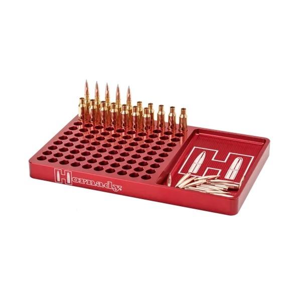 Hornady Red Aluminum Loading Block 100-Case Capacity Reloading Bench Accessory