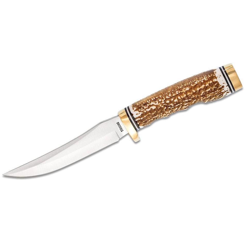 Schrade Uncle Henry 153UH 4-9/10" Trailing Point Fixed Blade Knife Brown Sheath