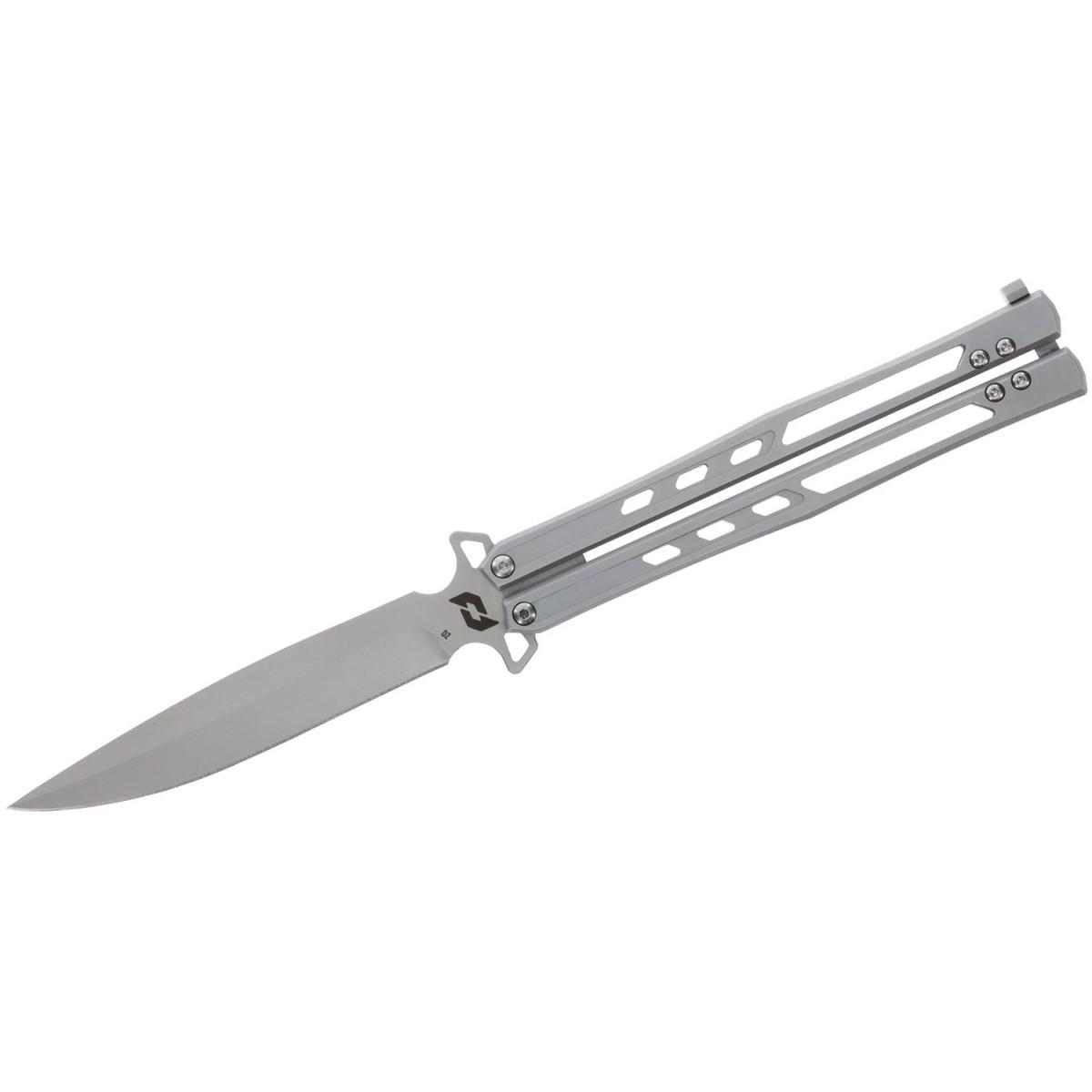 Schrade Alkymest Alpha Class Butterfly Folding Knife 4" Silver Handle