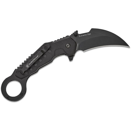 Smith & Wesson Karambit Spring-Assist Folding Knife 3-Inch Hawkbill Stainless Blade Black