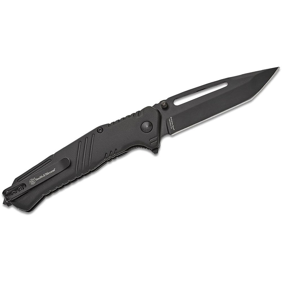 Smith & Wesson Extreme Ops Tanto 3-1/2" Black Folding Knife with Glass Breaker