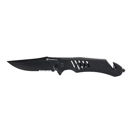 Smith & Wesson Extreme Ops Folder 3-1/2" Black Clip Point Blade with Strap Cutter and Glass Breaker