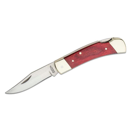 Uncle Henry Smokey Folding Lockback Pocket Knife 2.875" Clip Point Blade Wood Handle and Leather Snap Sheath