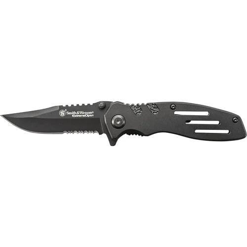 Smith & Wesson Extreme Ops Flipper Folding Knife 3.1" Black Serrated Blade