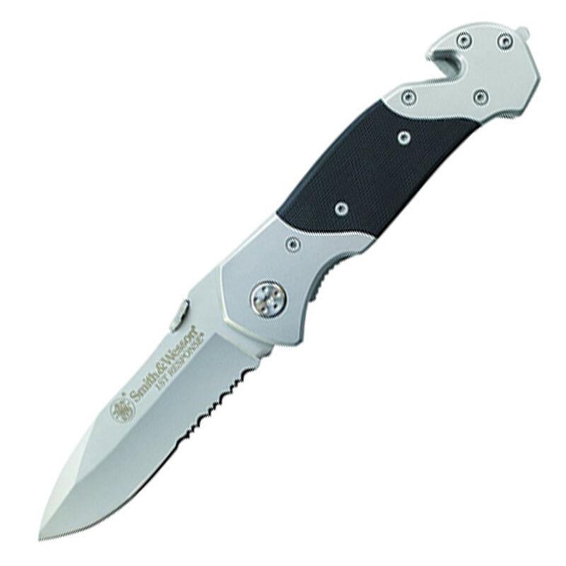 Smith & Wesson First Responder 3.3" Serrated Drop Point Folding Knife Black Silver Handle