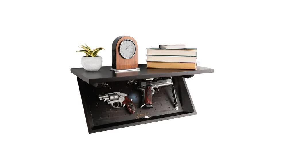 Lockdown In PlainSight Walnut Wood Shelf with Secret Magnetic Latch Storage