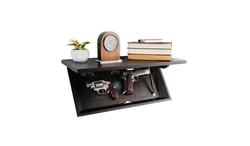 Lockdown In PlainSight Walnut Wood Shelf with Secret Magnetic Latch Storage