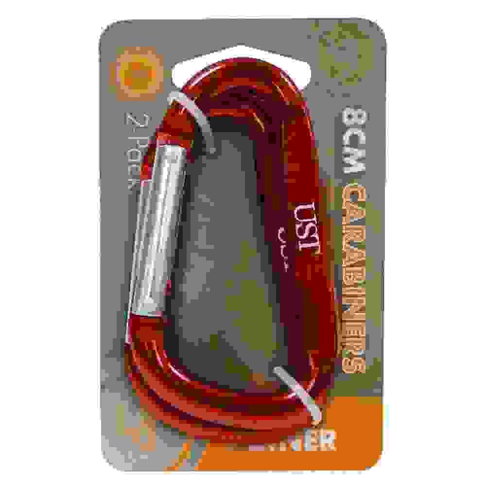 Ultimate Survival Aluminum D-Shape Carabiner 8cm 2/pk Assorted Colors PDQ 12-ct