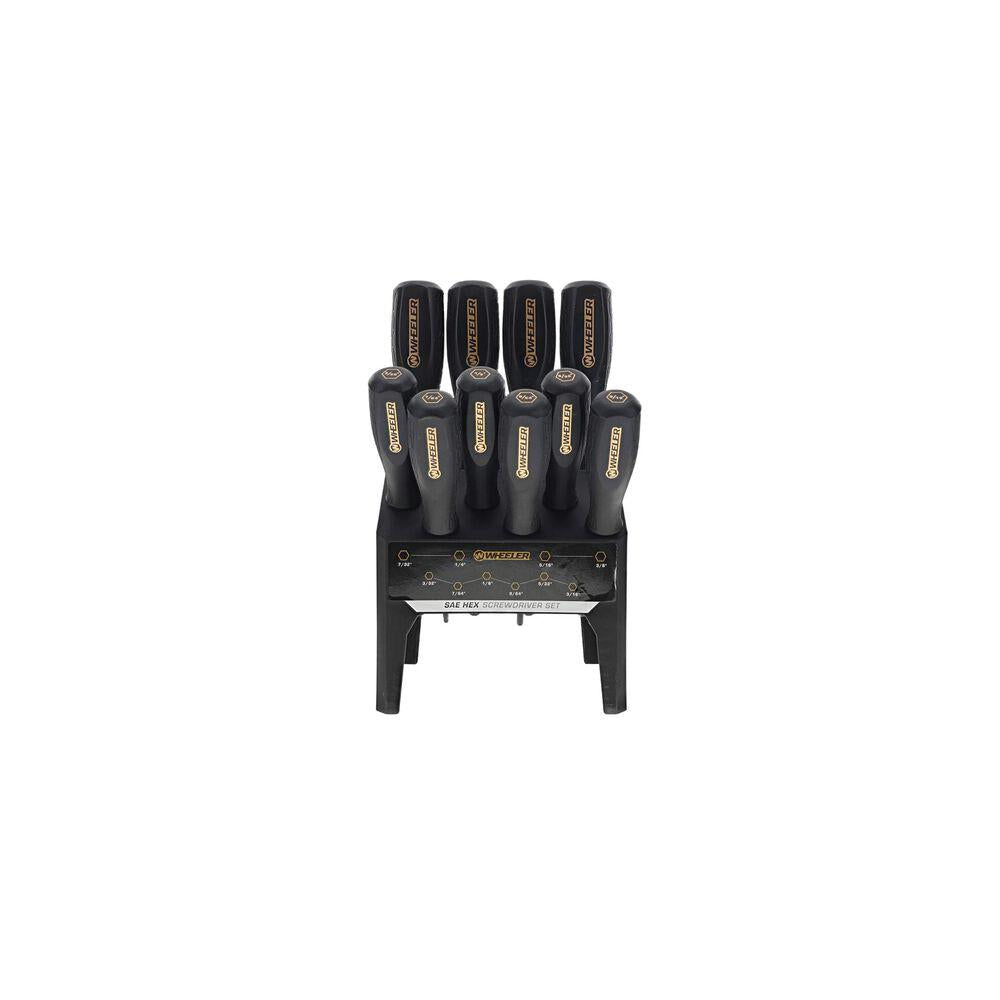 Wheeler 10 Pc SAE Hex Benchtop Driver Set with Stand - Black