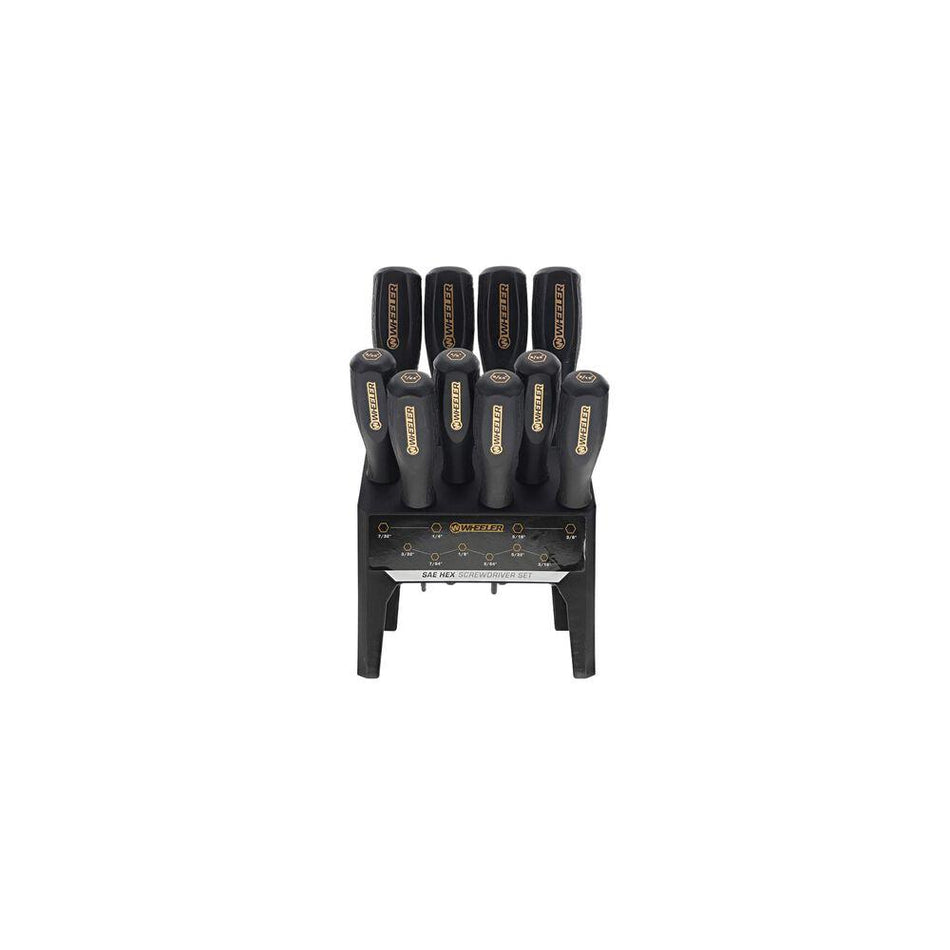 Wheeler 10 Pc SAE Hex Benchtop Driver Set with Stand - Black