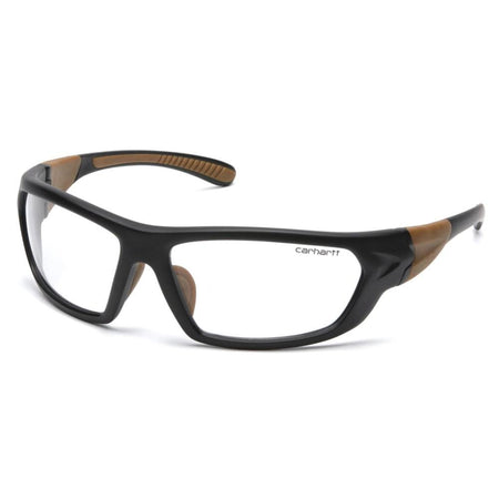 Carhartt Carbondale Shooting Glasses by Pyramex - Clear Lens, Black/Tan Frame