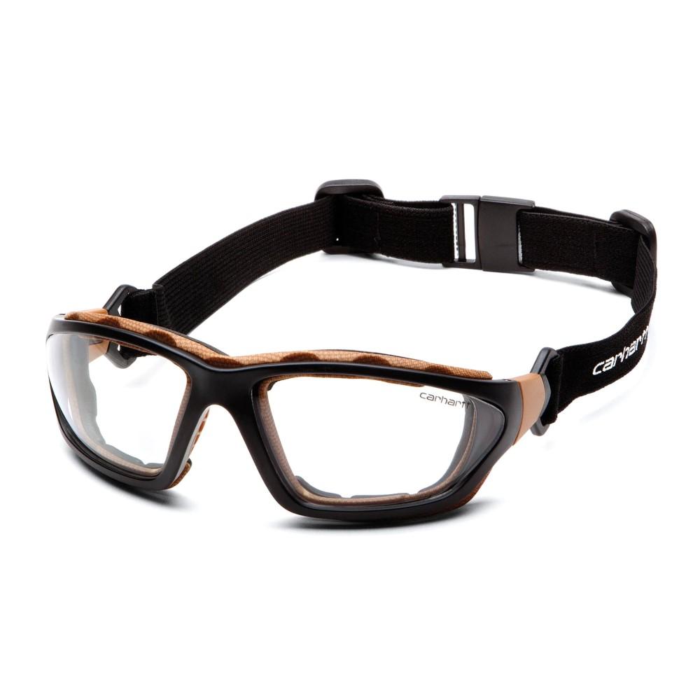 Pyramex Carhartt Carthage Black & Tan Shooting Glasses with Clear Anti-Fog Lens