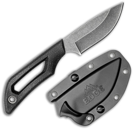 Outdoor Edge Pivot 2.5" Fixed Drop Point Stonewash Stainless Knife with Sheath