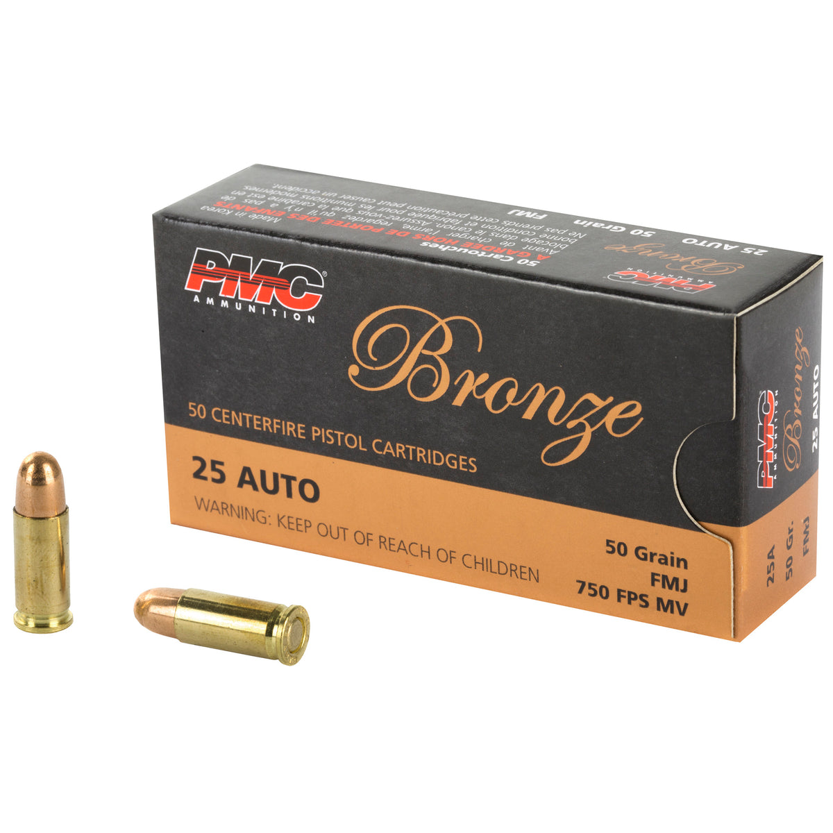 PMC Bronze Full Metal Jacket 50 Grain .25 ACP 750 fps