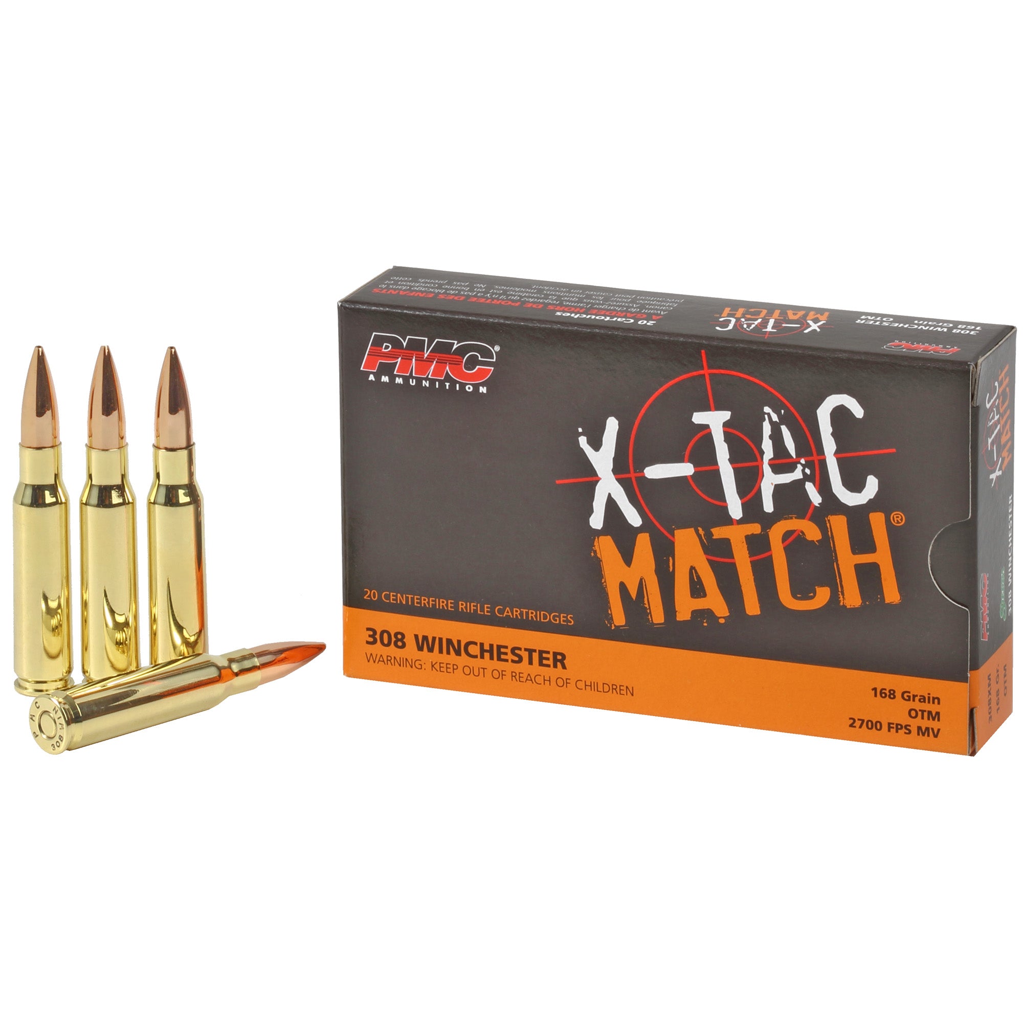 PMC X-Tac Match Competition Open Tip Match 168 Grain .308 Win / 7.62x51mm 2700 fps