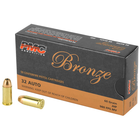 PMC Bronze Jacketed Hollow Point 60 Grain .32 ACP 980 fps