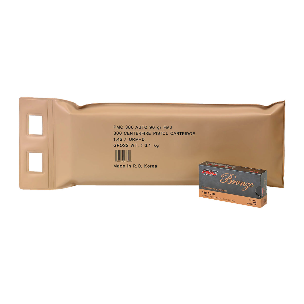 PMC Bronze Pistol Ammo Battle Pack 380 ACP 90 grain Full Metal Jacket (FMJ)