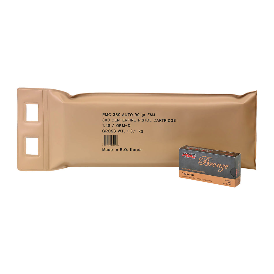 PMC Bronze Pistol Ammo Battle Pack 380 ACP 90 grain Full Metal Jacket (FMJ)