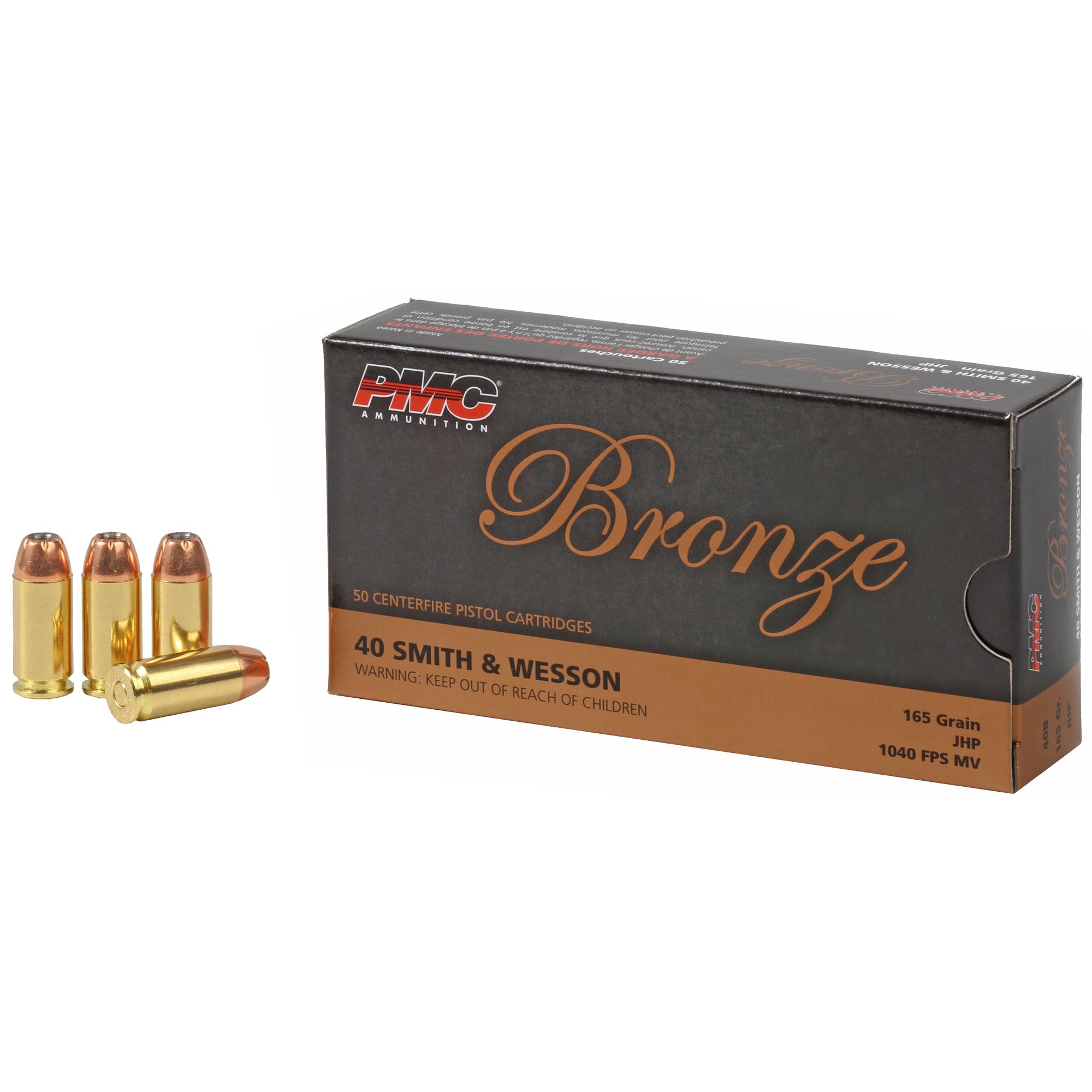 PMC Bronze Jacketed Hollow Point 165 Grain .40 S&W 1040 fps
