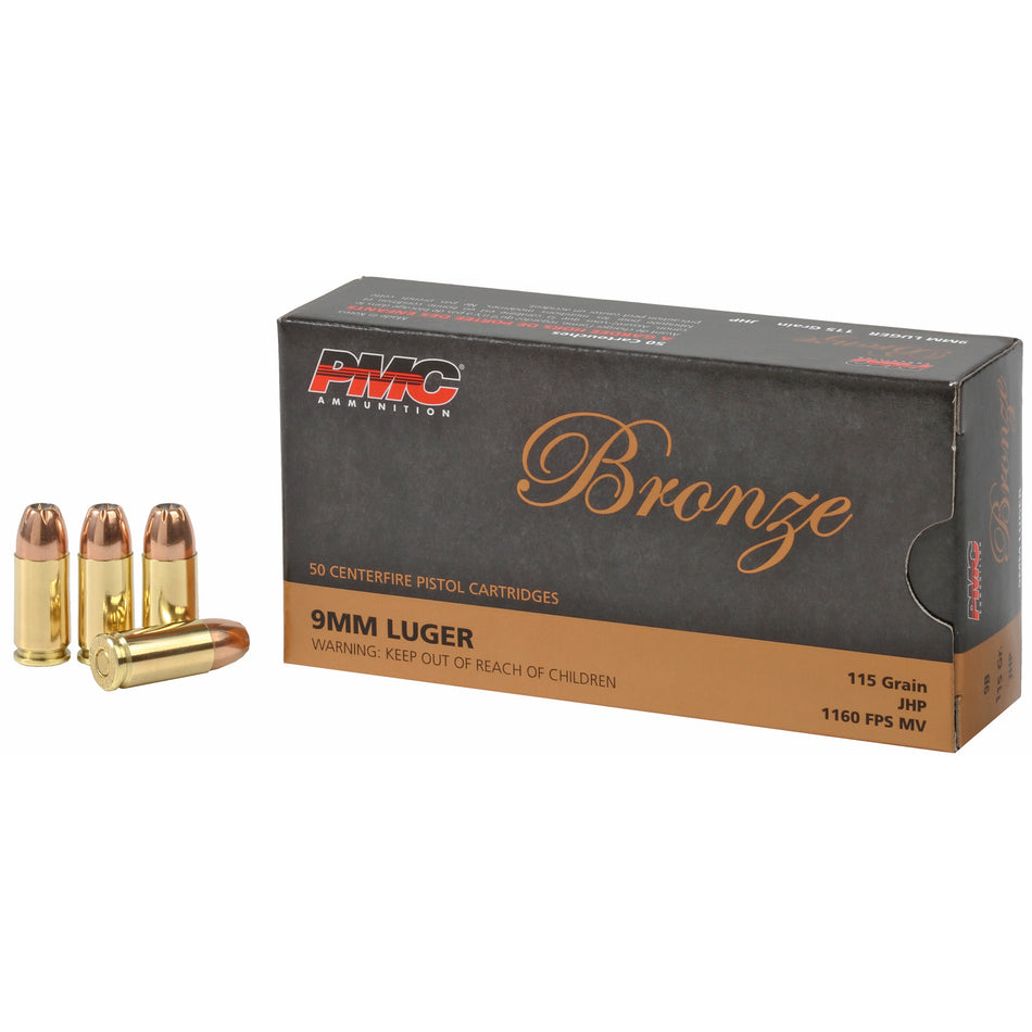 PMC Bronze Jacketed Hollow Point 115 Grain 9mm Luger/Parabellum 1160 fps
