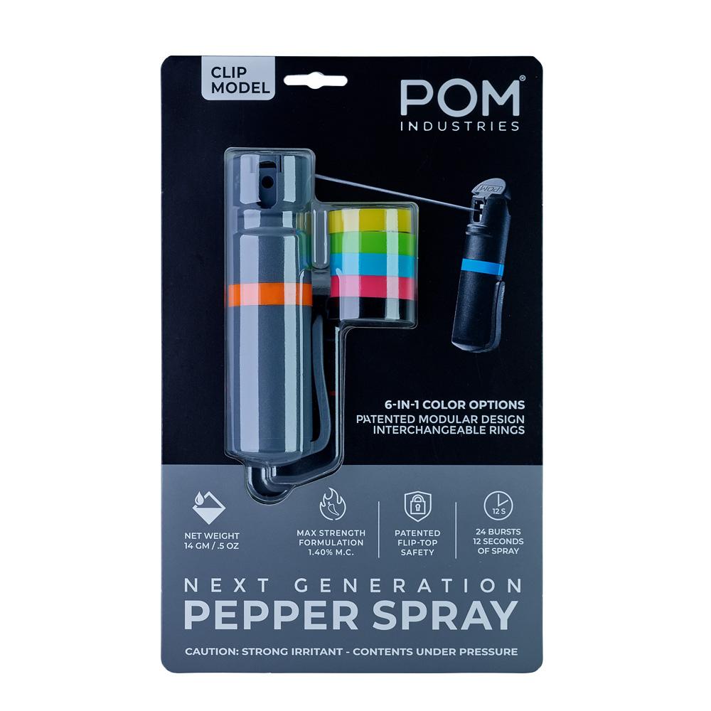 POM Grey Pocket Clip Pepper Spray Self Defense