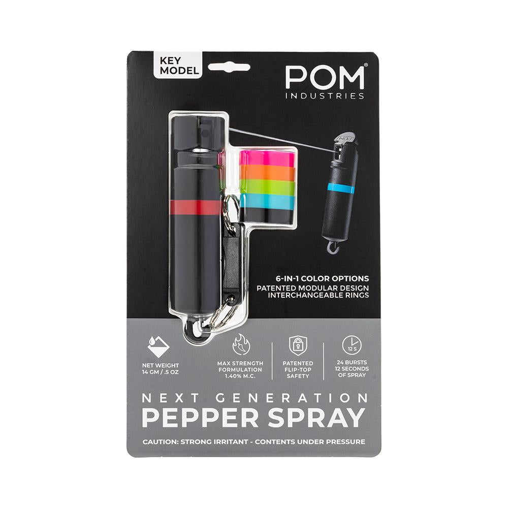 POM Black .05oz 6-in-1 Keychain Personal Defense Pepper Spray