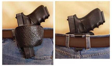 PeaceKeeper Black Leather Belt Slide Holster with Removable Clip Small Medium